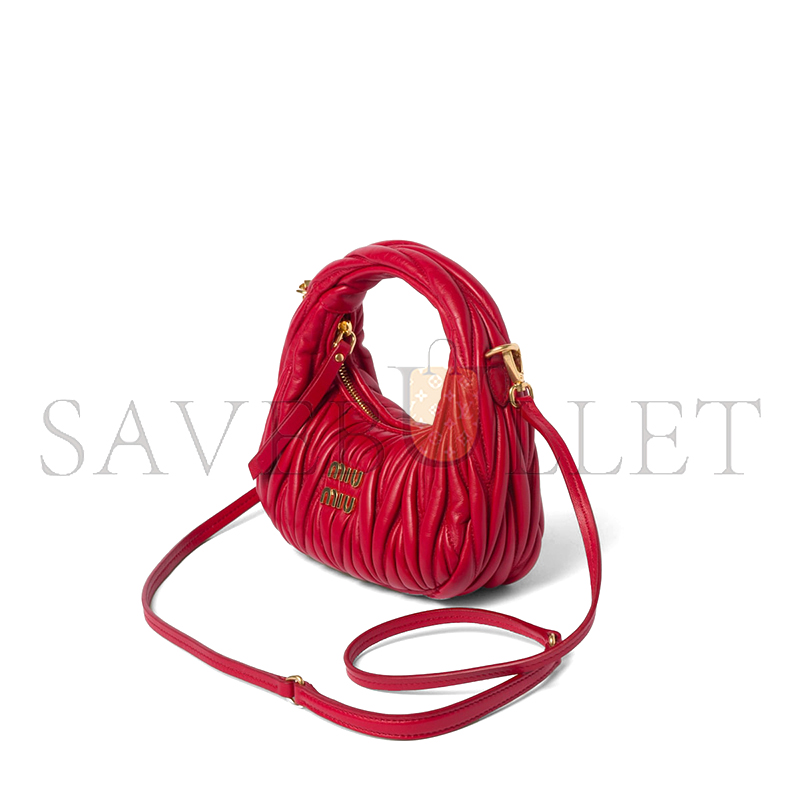 MIU MIU WANDER MATELASSÉ NAPPA LEATHER HOBO MINI BAG 5BP078 (17.5*14*5.5cm)